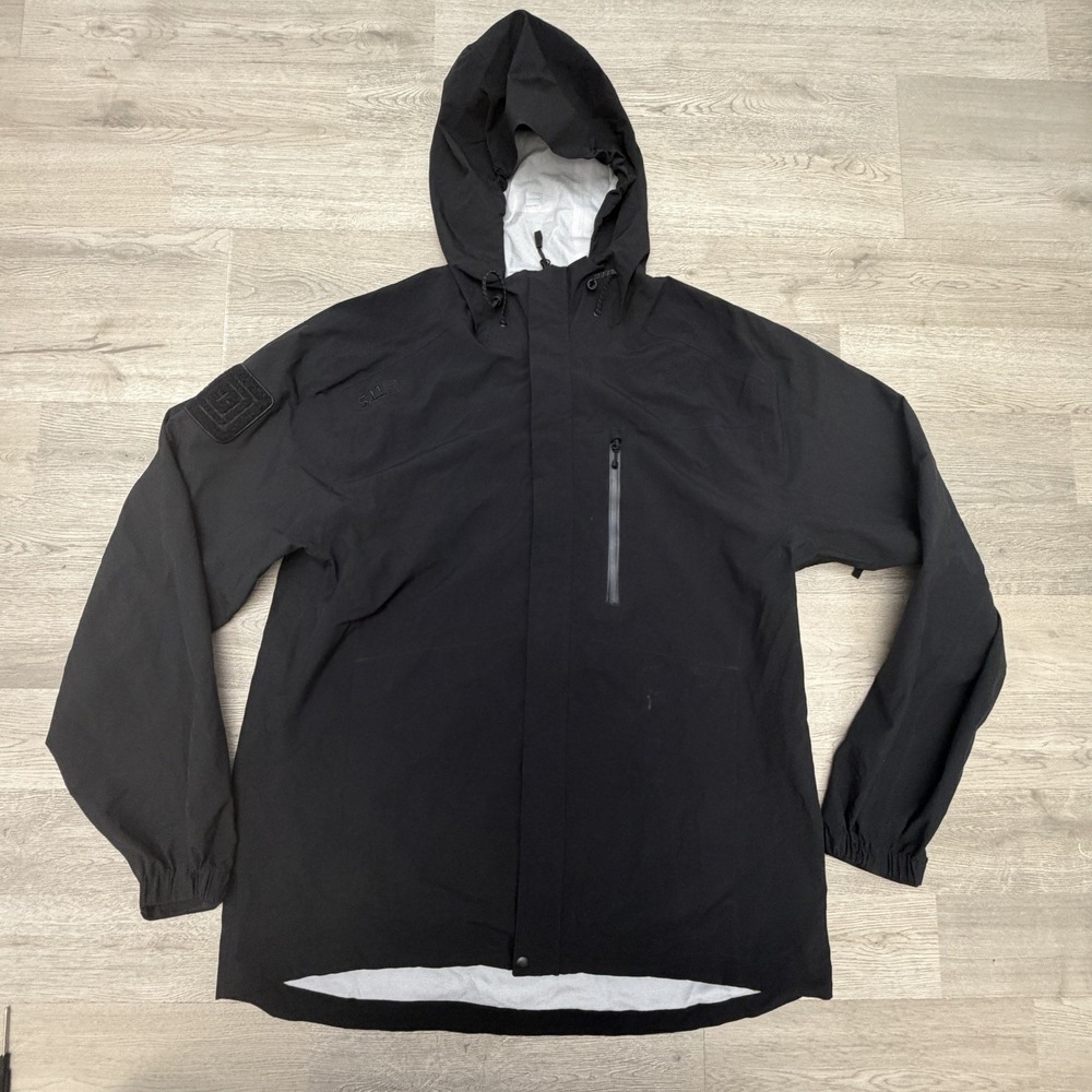 5.11 Tactical Force Rainshell Jacket Mens L Black Waterproof Hardshell Utility